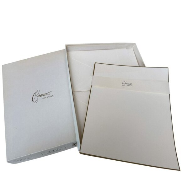 CRANES Fine Writing Paper 18 sheets + Envelopes Cream Gold Partially Used Boxed - Picture 1 of 10